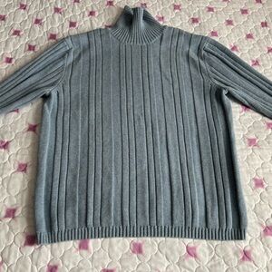 VTG 90s Y2K Express Lt Blue Ribbed Knit Turtleneck Sweater Japan 100% Cotton XL